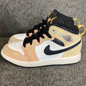 Jordan Kids' Black, White, and Yellow Sneakers